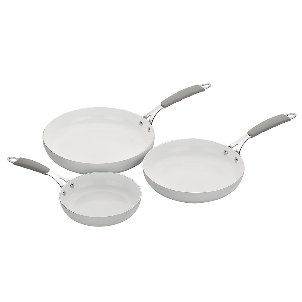 Smartpan 3 pièces blanc pleine grandeur multi section oeuf cuisson antiadhésive en céramique sans huile poêle