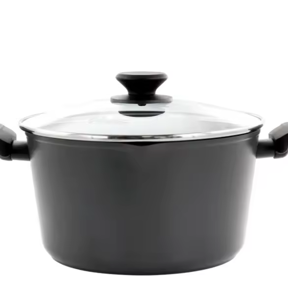 Four hollandais antiadhésif en aluminium de 5,5 litres en noir avec couvercle