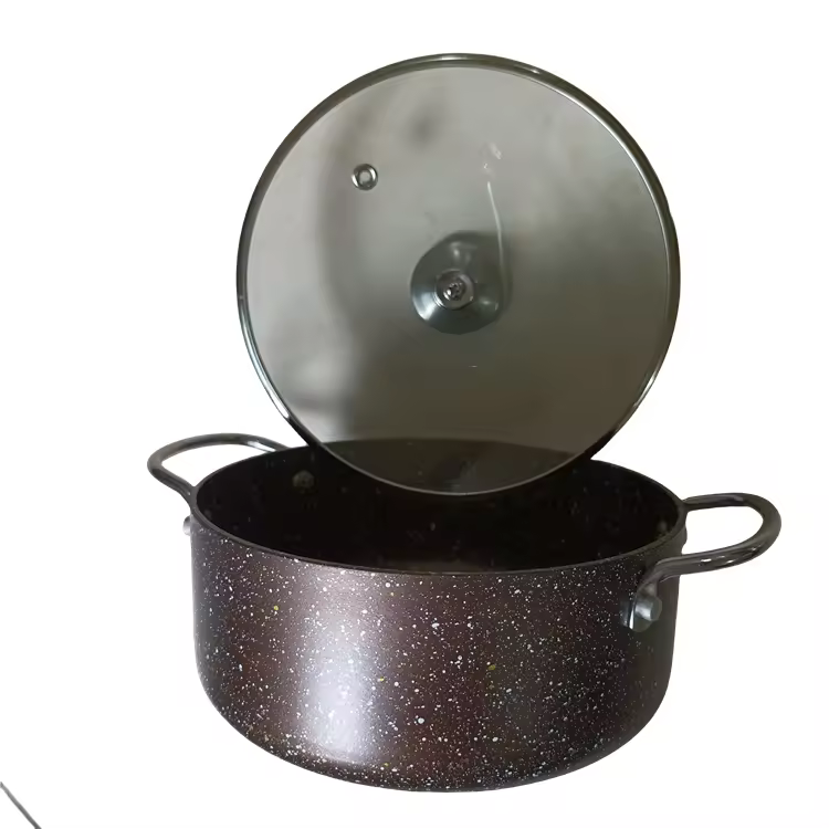 Casserole de cuisson en aluminium et granit antiadhésive personnalisée, avec couvercle, haute qualité