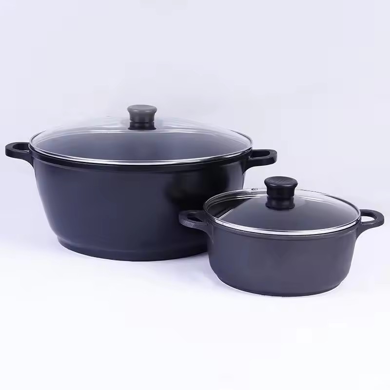 Ensemble de poêles à frire en pierre de granit, ensemble de casseroles en aluminium antiadhésives pour la cuisine, la cuisine à domicile, le camping en plein air