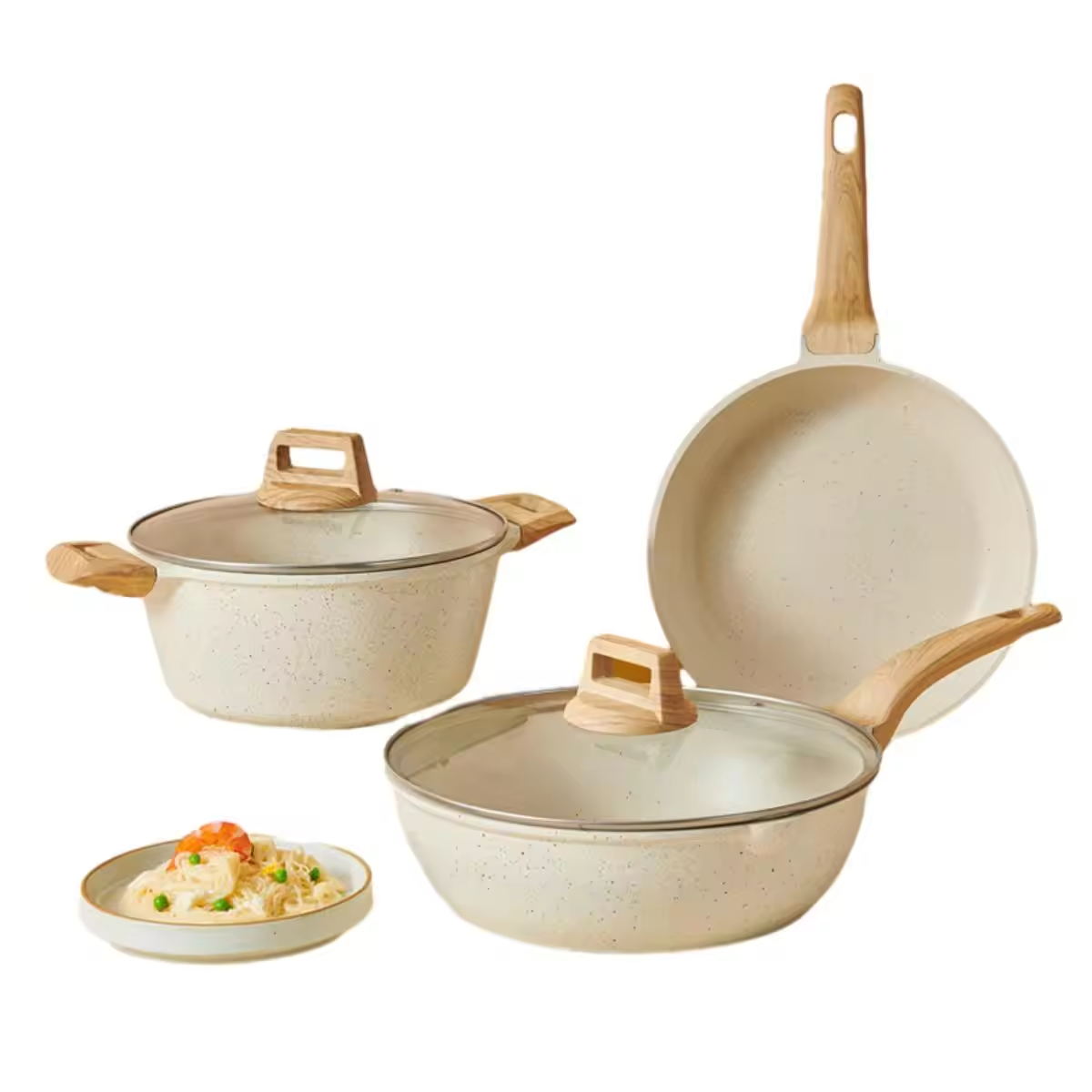 Ensembles de marmites en aluminium antiadhésives avec logo personnalisé pour la cuisine à domicile