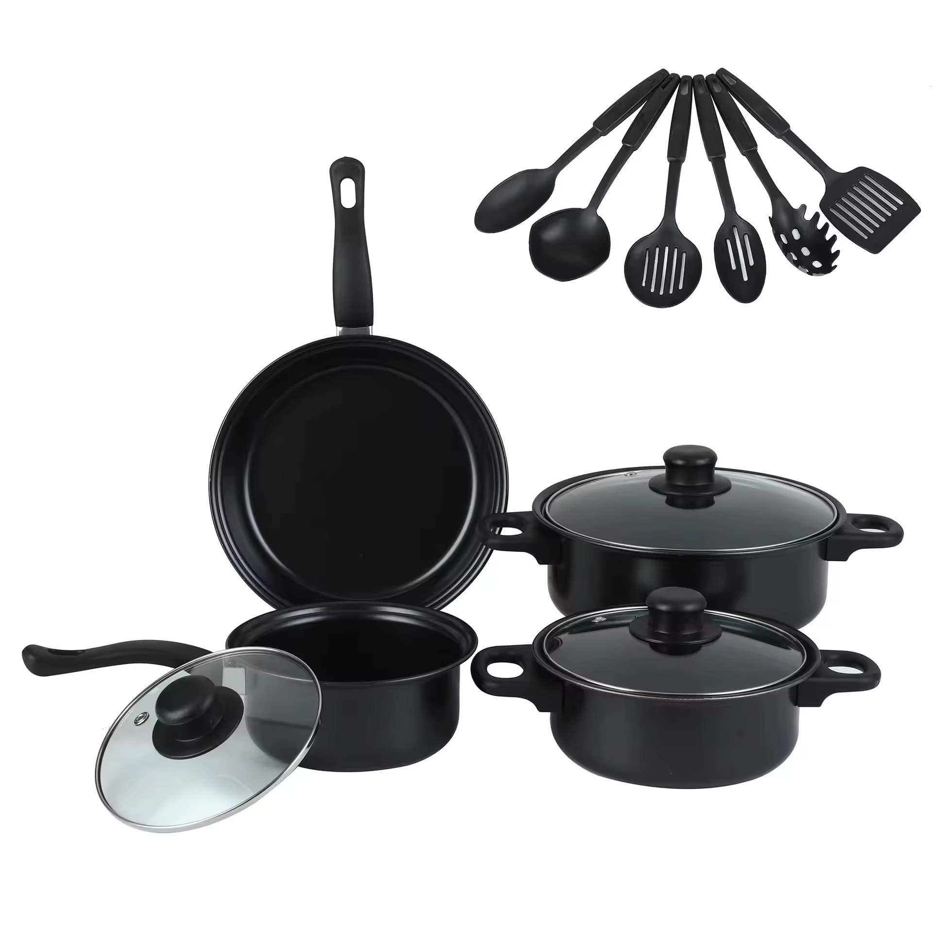 Casseroles de cuisine en aluminium et poêles antiadhésives, lavables au lave-vaisselle, ensembles de batterie de cuisine avec couvercle en verre