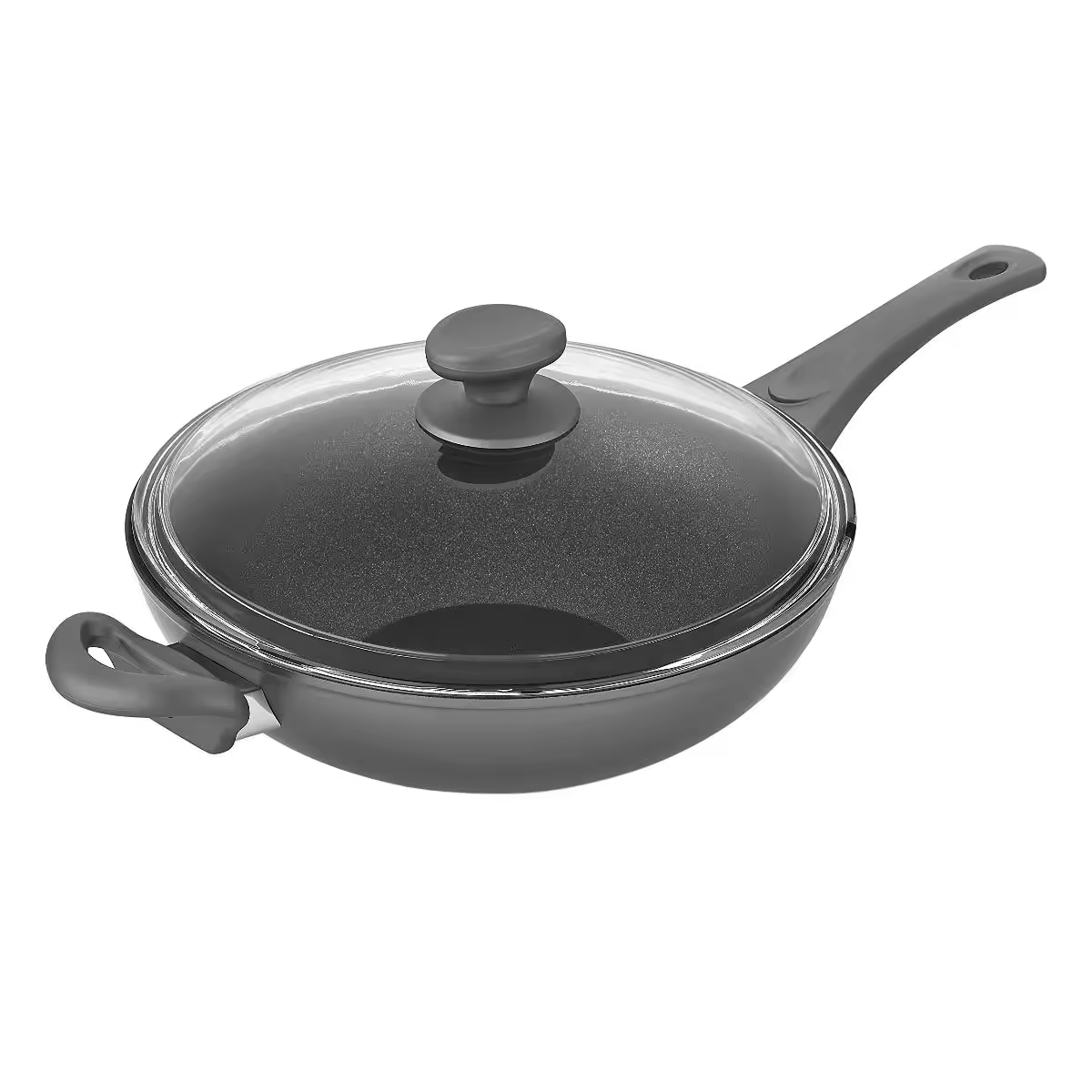 Poêle wok antiadhésive en aluminium avec logo personnalisé, multi-usages, résistant aux rayures, avec couvercle