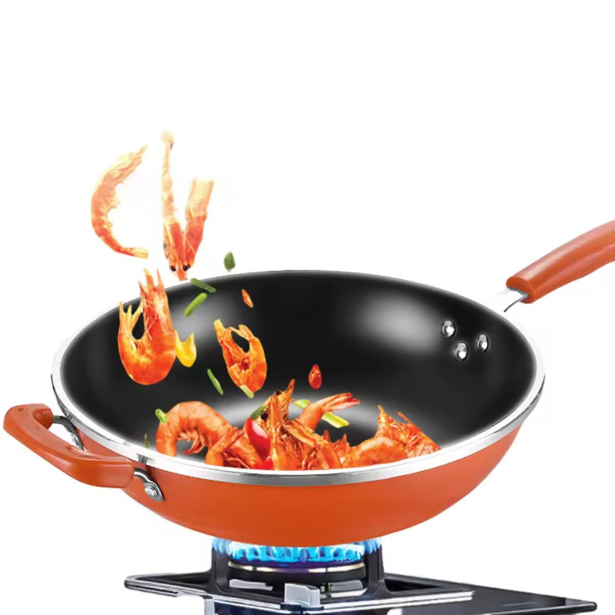 Cuisinière à gaz en fonte cuisson professionnelle poêle wok à fond plat antiadhésif