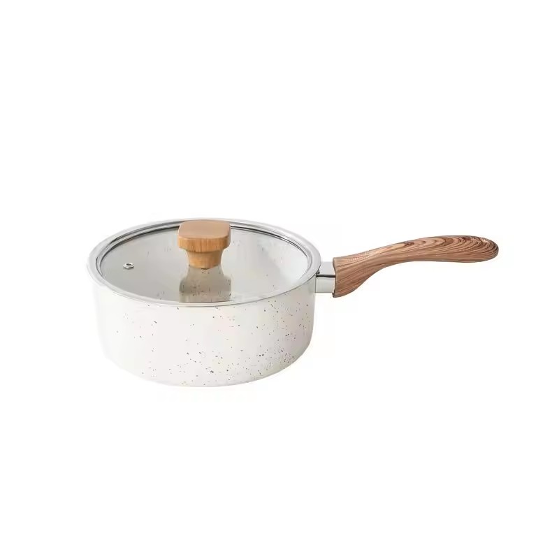 Pot à frire de style japonais transfrontalier, pierre de riz domestique, pot à lait plat antiadhésif pour neige, pot à nouilles instantanées à double usage