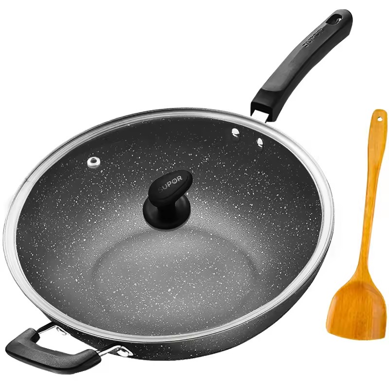 Wok antiadhésif avec wok domestique cuisinière à induction 32 cm cuisinière à gaz