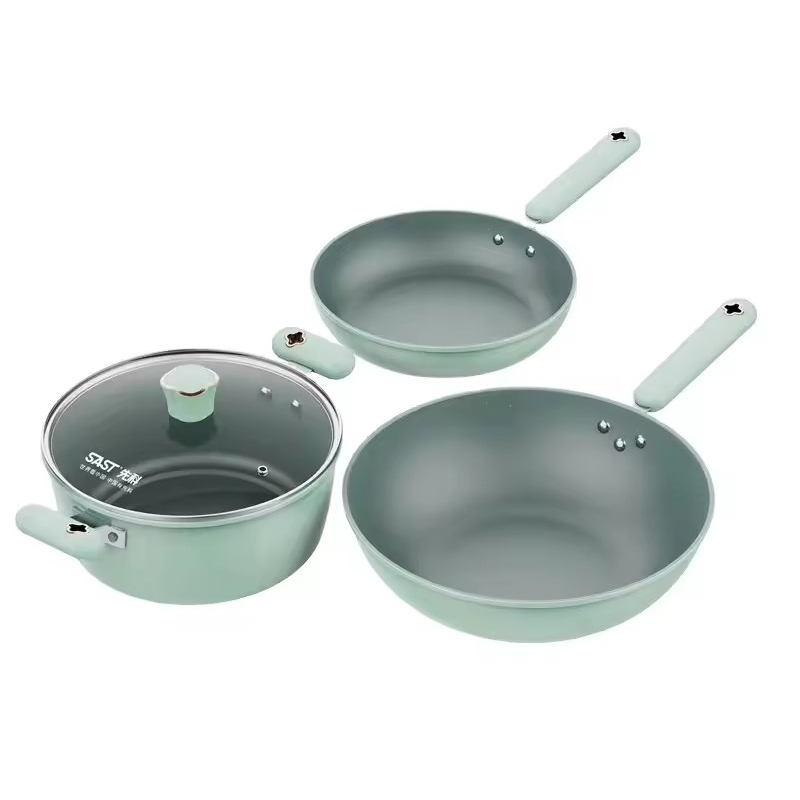 Ensemble de trois casseroles multifonctions, ensemble de casseroles antiadhésives pour soupe domestique