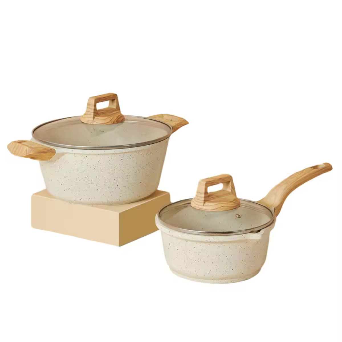 Ensembles de marmites à soupe antiadhésives en aluminium avec logo personnalisé avec poignée