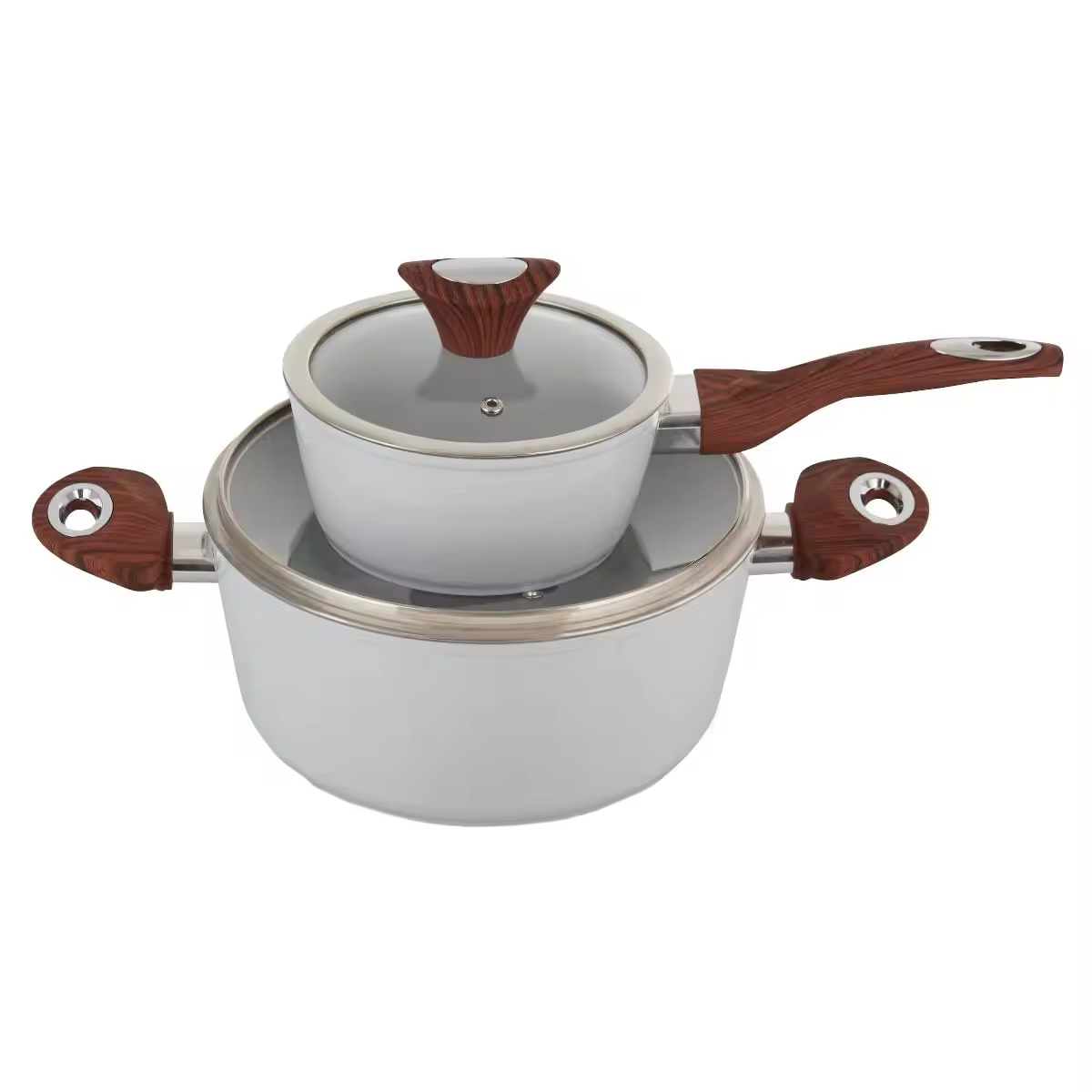 Casserole de cuisson en aluminium forgé antiadhésif allant au four avec couvercles en verre