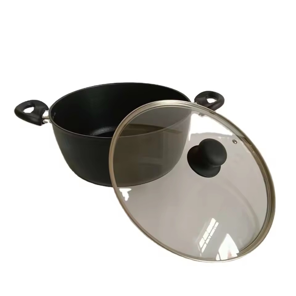 Poêle à frire antiadhésive, Casserole, casseroles et poêles en aluminium, batterie de cuisine, port à soupe avec couvercle en verre