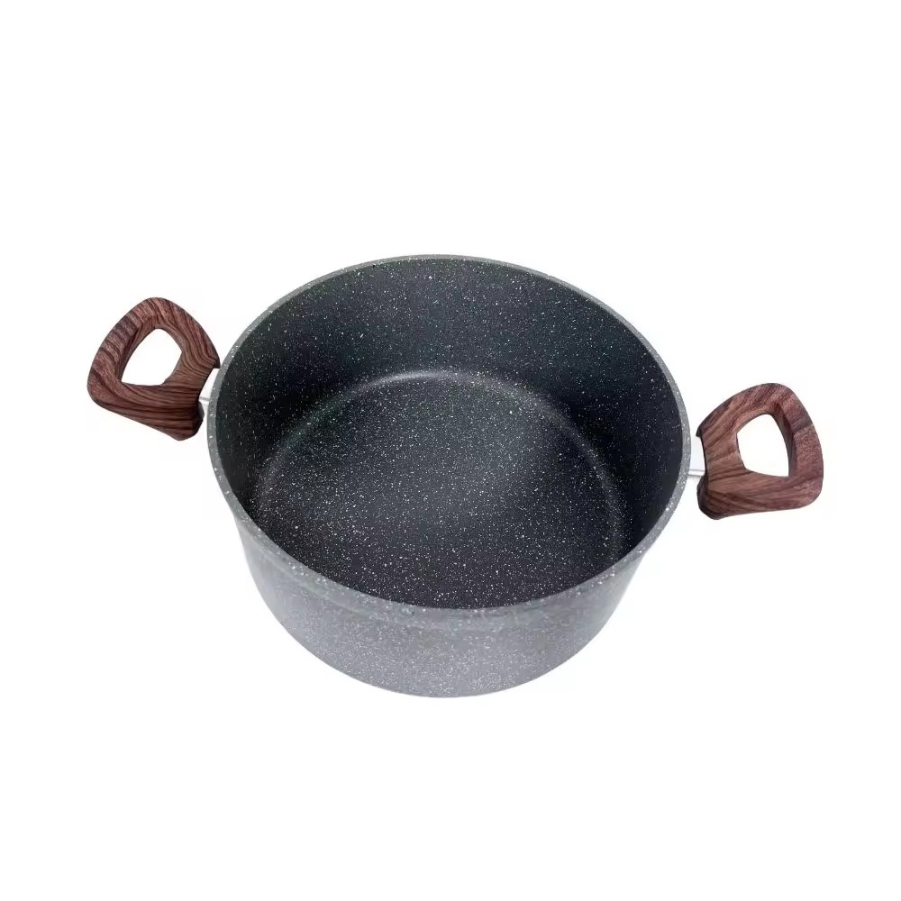 Fond d'induction de pot de batterie de cuisine de revêtement antiadhésif de cocotte en aluminium forgé par 4.5mm avec le couvercle en verre